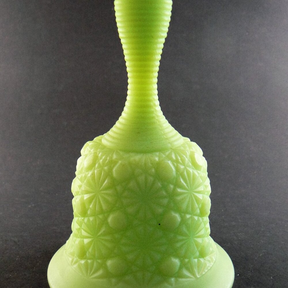 Vintage FENTON LIME GREEN SATIN CUZTARD Glass Bell